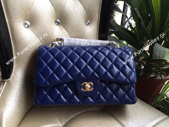 Chanel A1113 lambskin large blue flap bag 6082