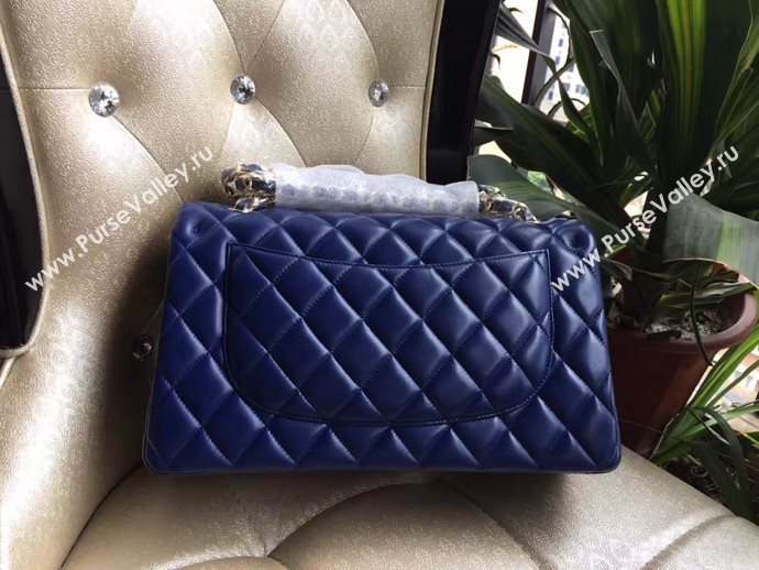 Chanel A1113 lambskin large blue flap bag 6082