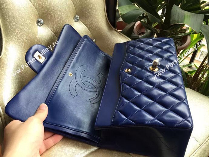 Chanel A1113 lambskin large blue flap bag 6082