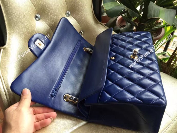 Chanel A1113 lambskin large blue flap bag 6082