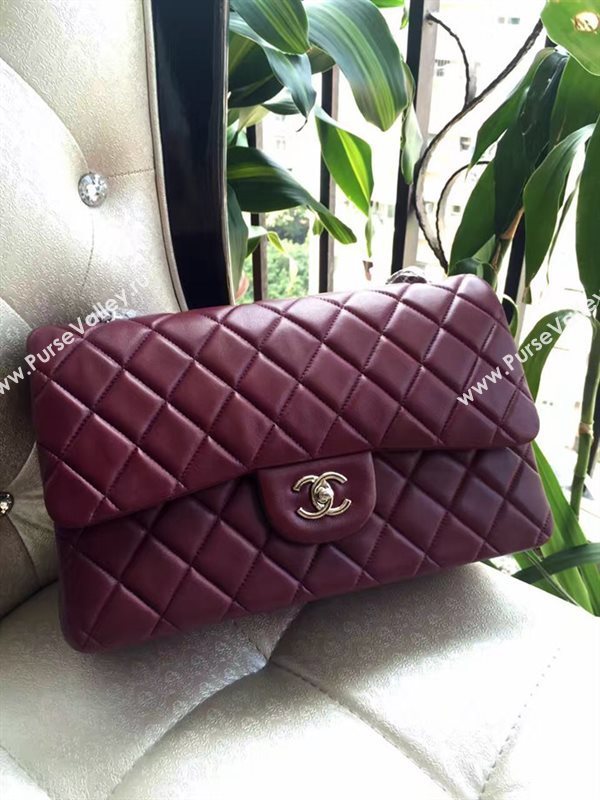 Chanel A1113 lambskin large wine flap bag 6084