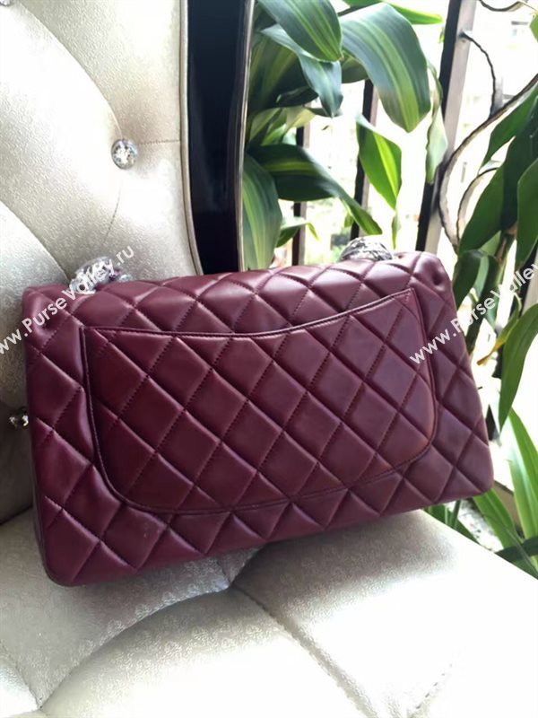 Chanel A1113 lambskin large wine flap bag 6084