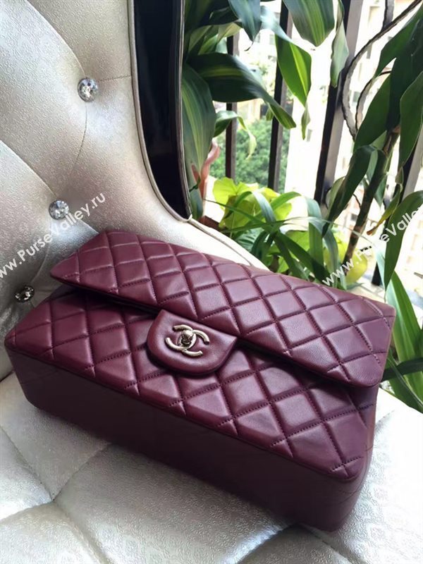 Chanel A1113 lambskin large wine flap bag 6084