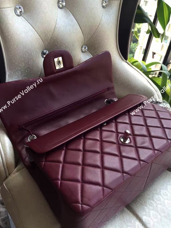 Chanel A1113 lambskin large wine flap bag 6084