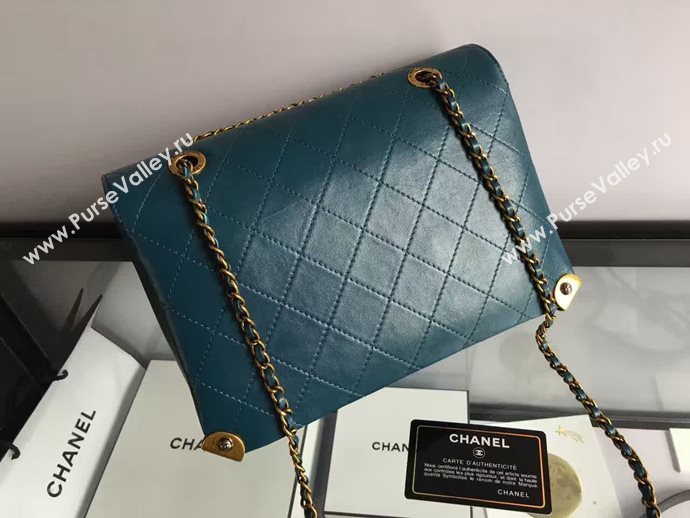 Chanel A93515 calfskin shoulder blue tote bag 6086