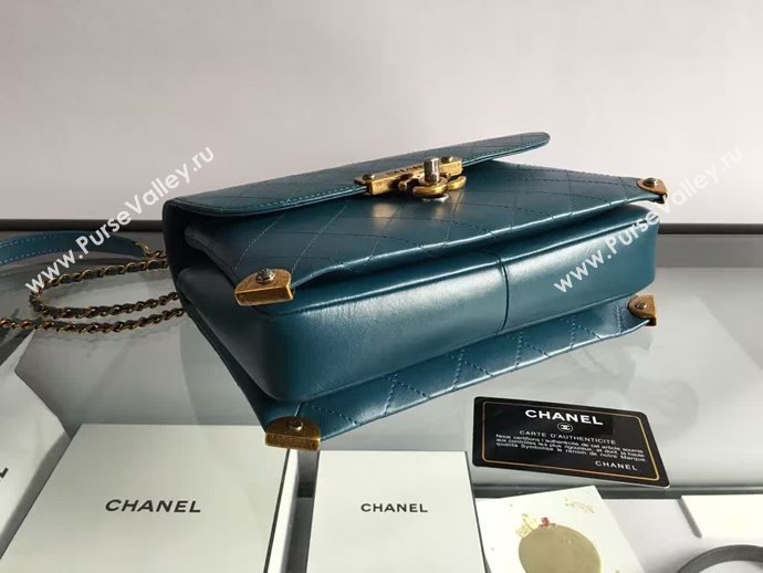 Chanel A93515 calfskin shoulder blue tote bag 6086