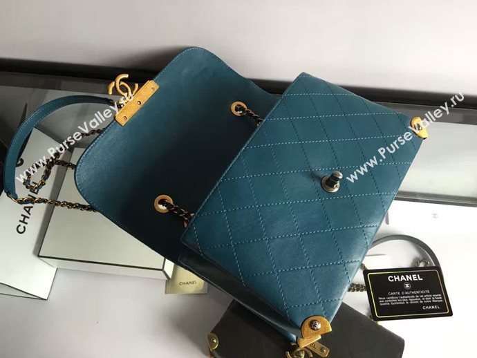 Chanel A93515 calfskin shoulder blue tote bag 6086