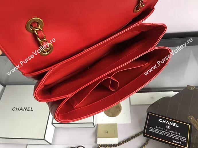 Chanel A93515 calfskin shoulder red tote bag 6087