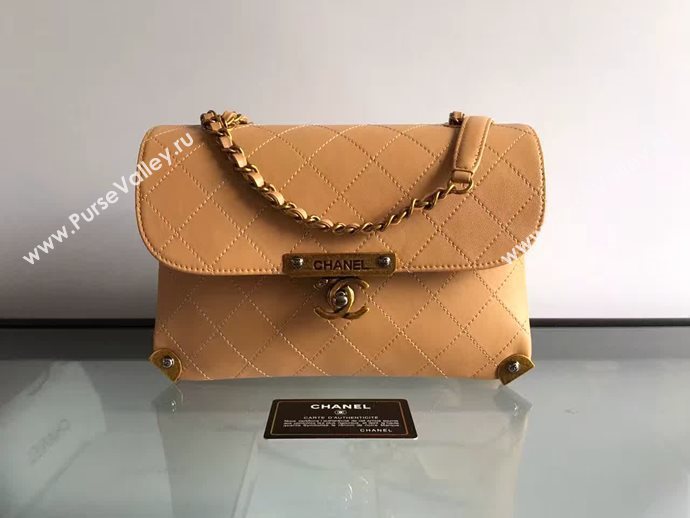 Chanel A93515 calfskin shoulder apricot tote bag 6088