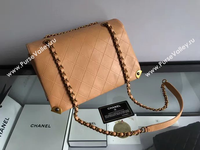 Chanel A93515 calfskin shoulder apricot tote bag 6088