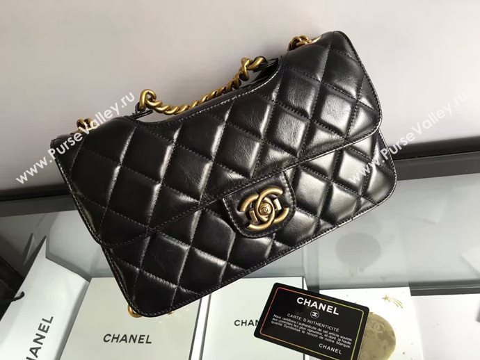 Chanel A68320 calfskin shoulder black flap bag 6090