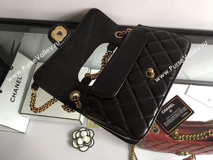 Chanel A68320 calfskin shoulder black flap bag 6090