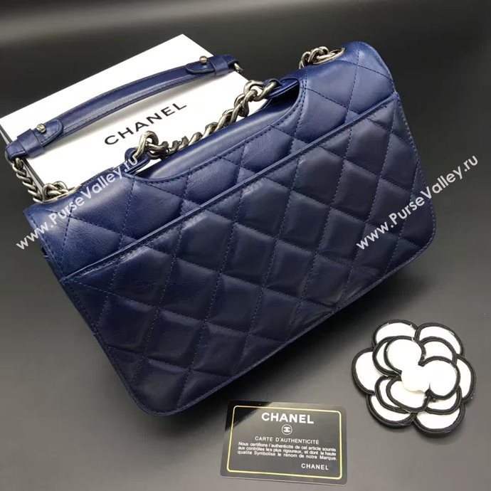Chanel A68320 calfskin shoulder blue flap bag 6091
