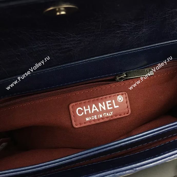 Chanel A68320 calfskin shoulder blue flap bag 6091