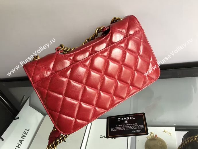 Chanel A68320 calfskin shoulder red flap bag 6092