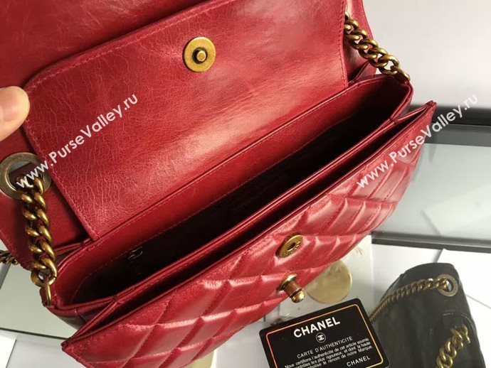 Chanel A68320 calfskin shoulder red flap bag 6092