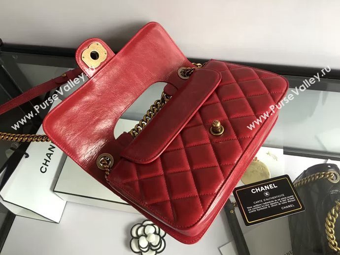 Chanel A68320 calfskin shoulder red flap bag 6092