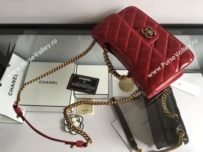 Chanel A68320 calfskin shoulder red flap bag 6092