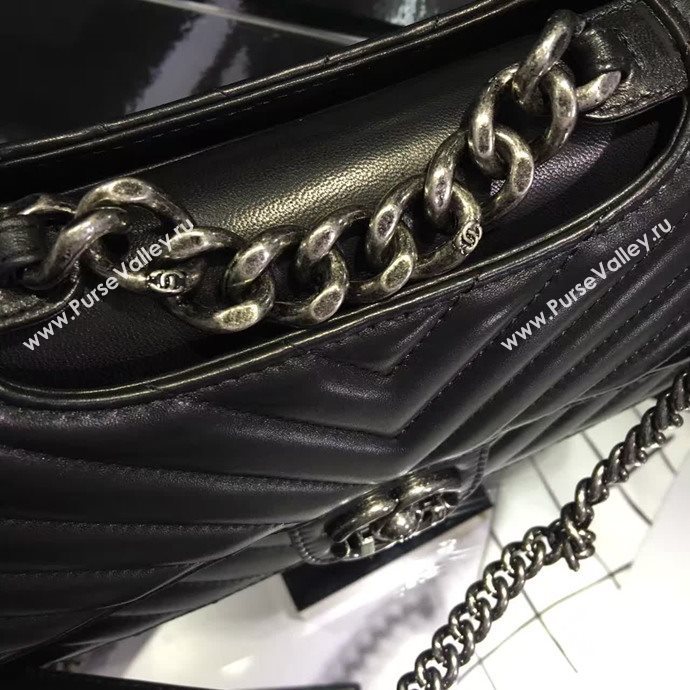 Chanel A68320 calfskin shoulder black flap bag 6093