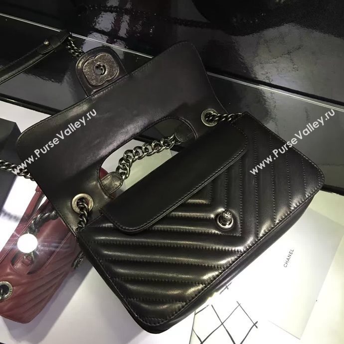 Chanel A68320 calfskin shoulder black flap bag 6093