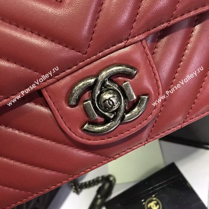 Chanel A68320 calfskin shoulder wine flap bag 6095