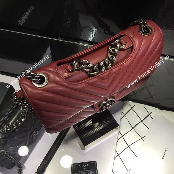 Chanel A68320 calfskin shoulder wine flap bag 6095