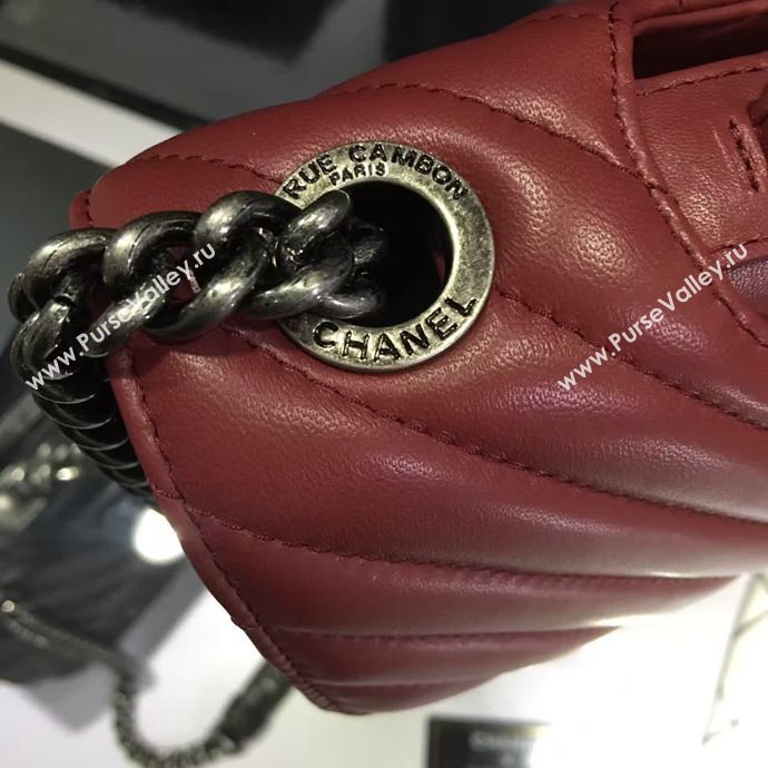 Chanel A68320 calfskin shoulder wine flap bag 6095