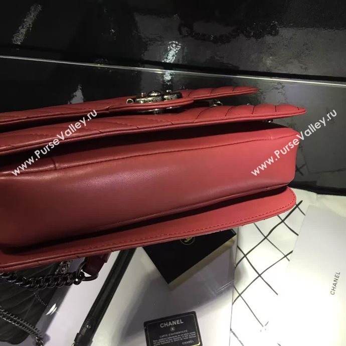 Chanel A68320 calfskin shoulder wine flap bag 6095