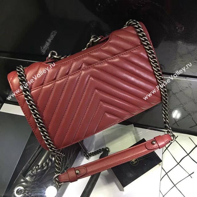 Chanel A68320 calfskin shoulder wine flap bag 6095