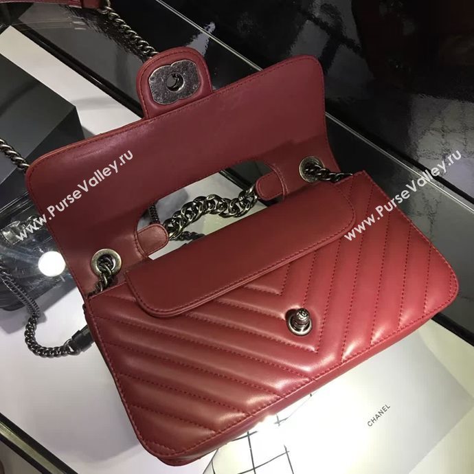 Chanel A68320 calfskin shoulder wine flap bag 6095
