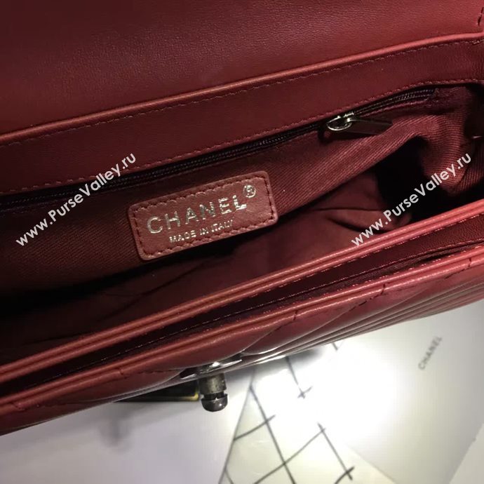 Chanel A68320 calfskin shoulder wine flap bag 6095