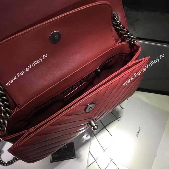 Chanel A68320 calfskin shoulder wine flap bag 6095