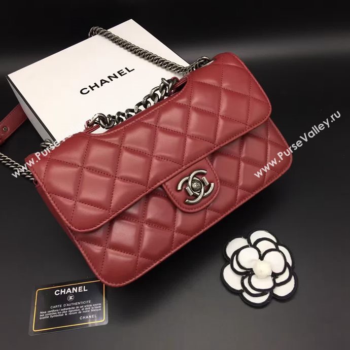 Chanel A68320 calfskin shoulder wine flap bag 6096