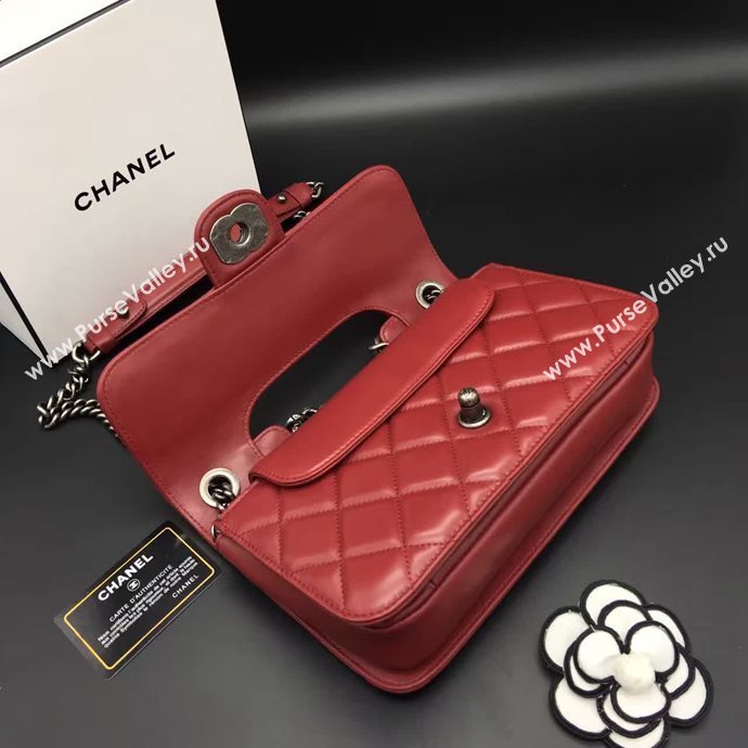 Chanel A68320 calfskin shoulder wine flap bag 6096
