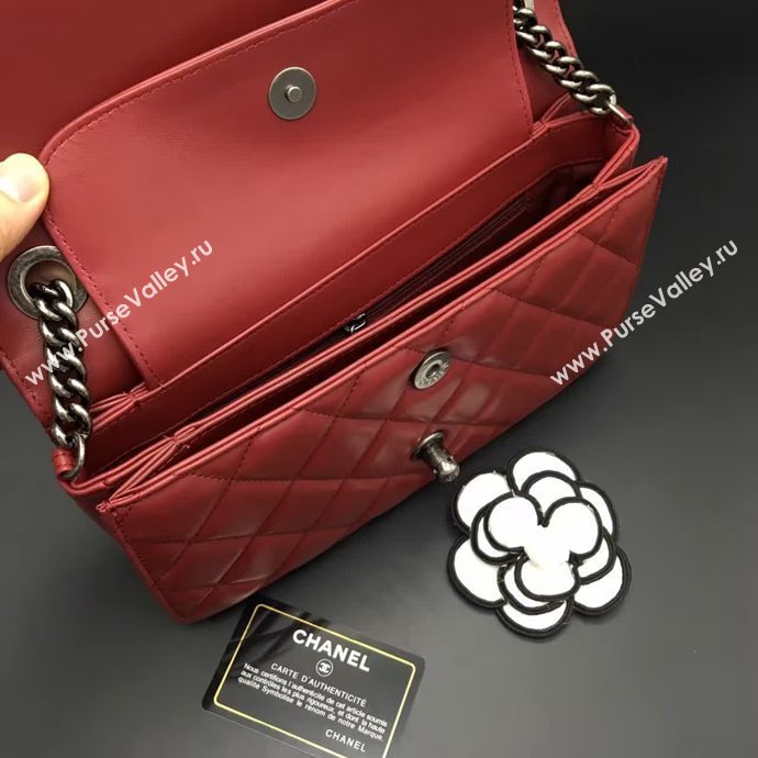 Chanel A68320 calfskin shoulder wine flap bag 6096