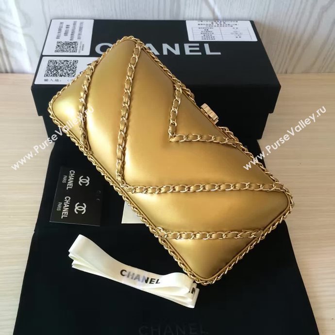 Chanel A94430 lambskin evening clutch handbag gold bag 6098