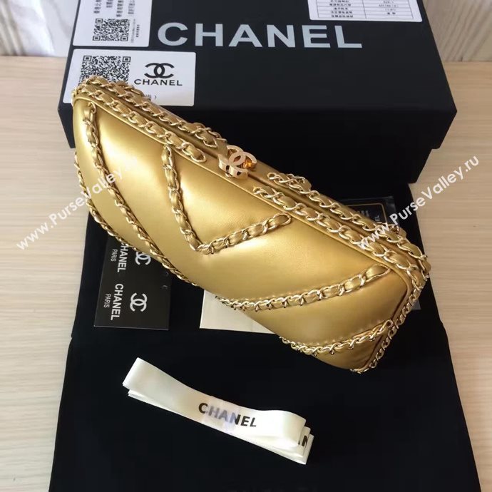 Chanel A94430 lambskin evening clutch handbag gold bag 6098