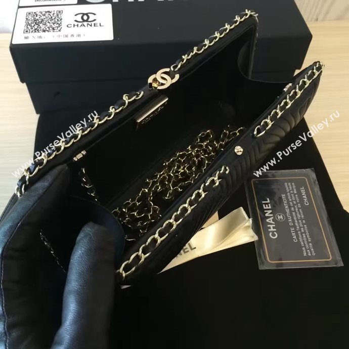 Chanel A94431 lambskin evening clutch handbag black bag 6099