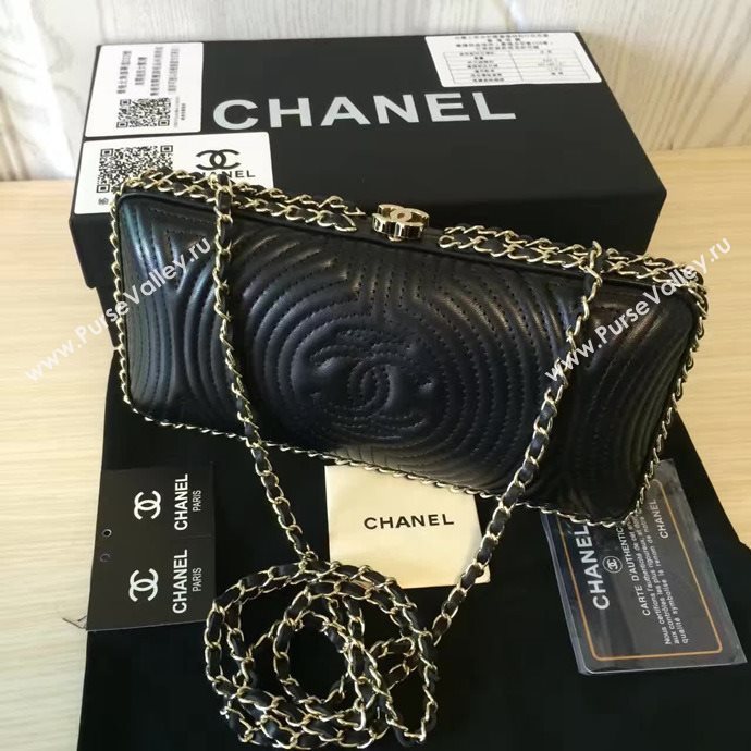Chanel A94431 lambskin evening clutch handbag black bag 6099