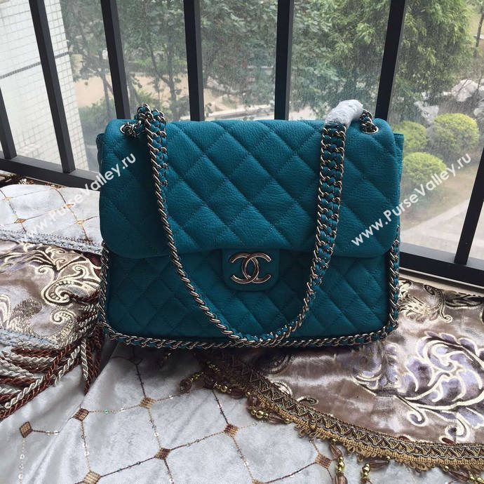 Chanel A94005 deerskin large tote handbag blue bag 6000