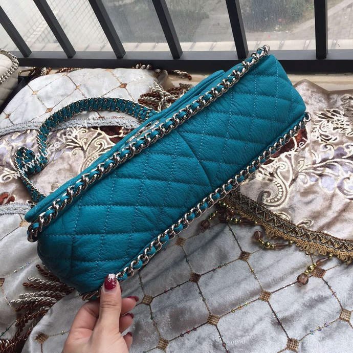Chanel A94005 deerskin large tote handbag blue bag 6000