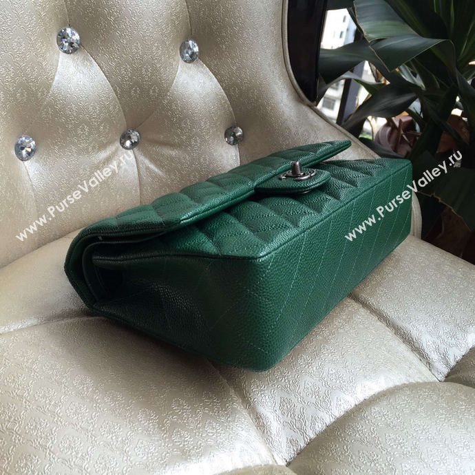 chaneI A1112 caviar lambskin flap handbag green bag 6009