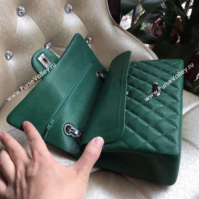 Chanel A1112 caviar lambskin flap handbag green bag 6009