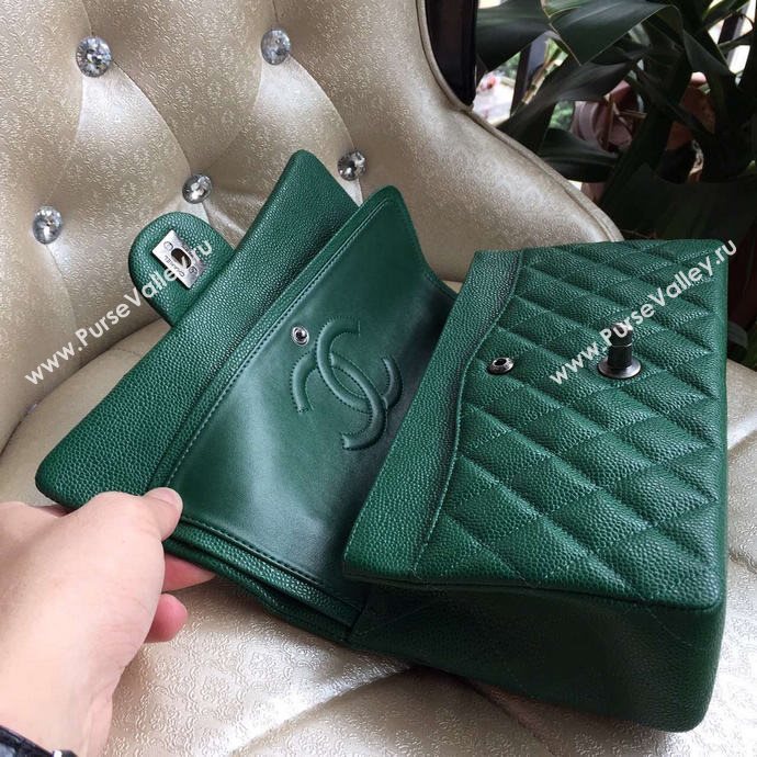 Chanel A1112 caviar lambskin flap handbag green bag 6009