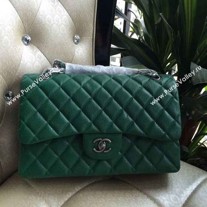 Chanel A1113 caviar lambskin large flap handbag green bag 6010