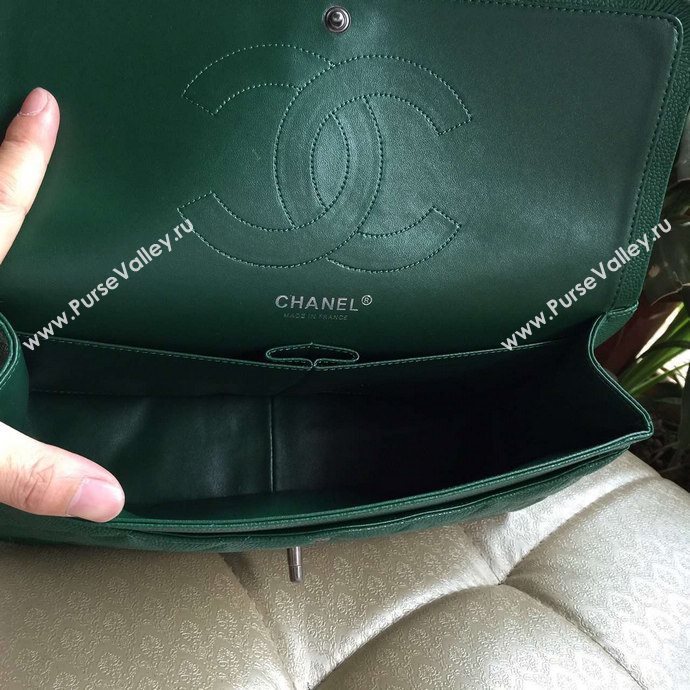 chaneI A1113 caviar lambskin large flap handbag green bag 6010