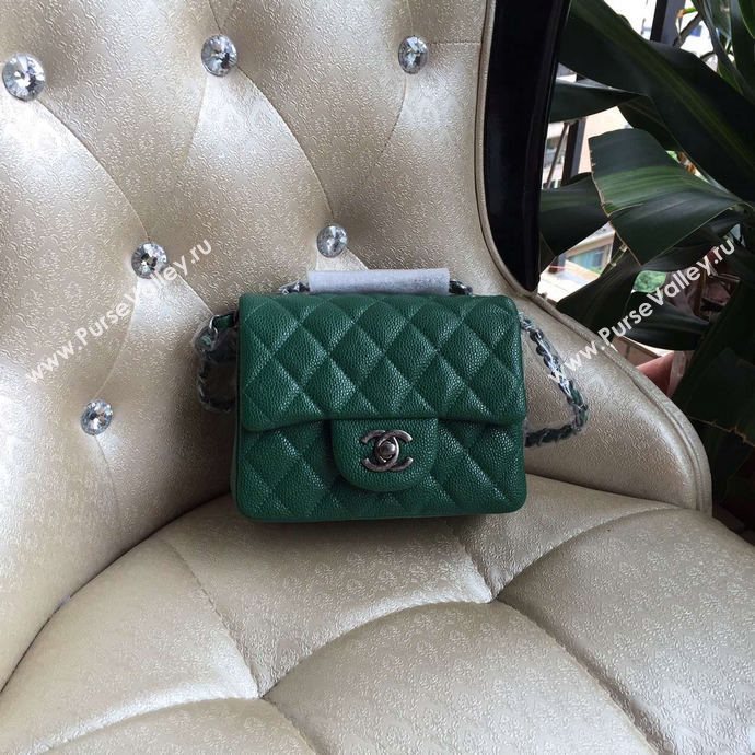 Chanel A1115 caviar small flap handbag green bag 6011