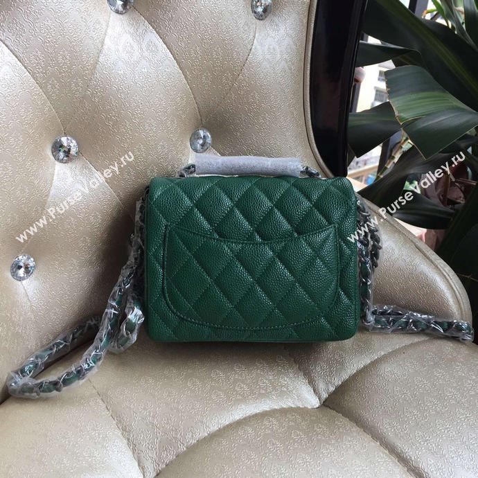 Chanel A1115 caviar small flap handbag green bag 6011