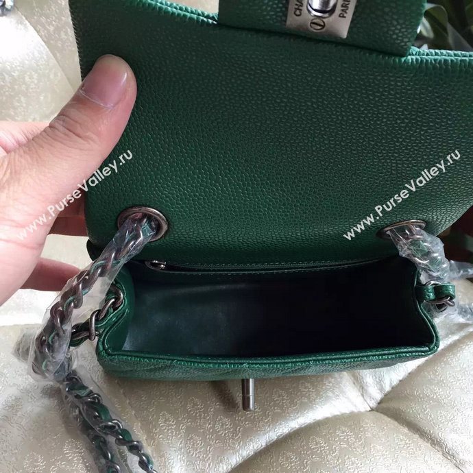 Chanel A1115 caviar small flap handbag green bag 6011