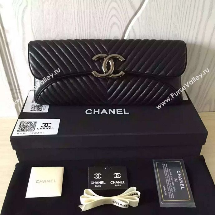 Chanel A94344 deerskin large black handbag clutch bag 6014
